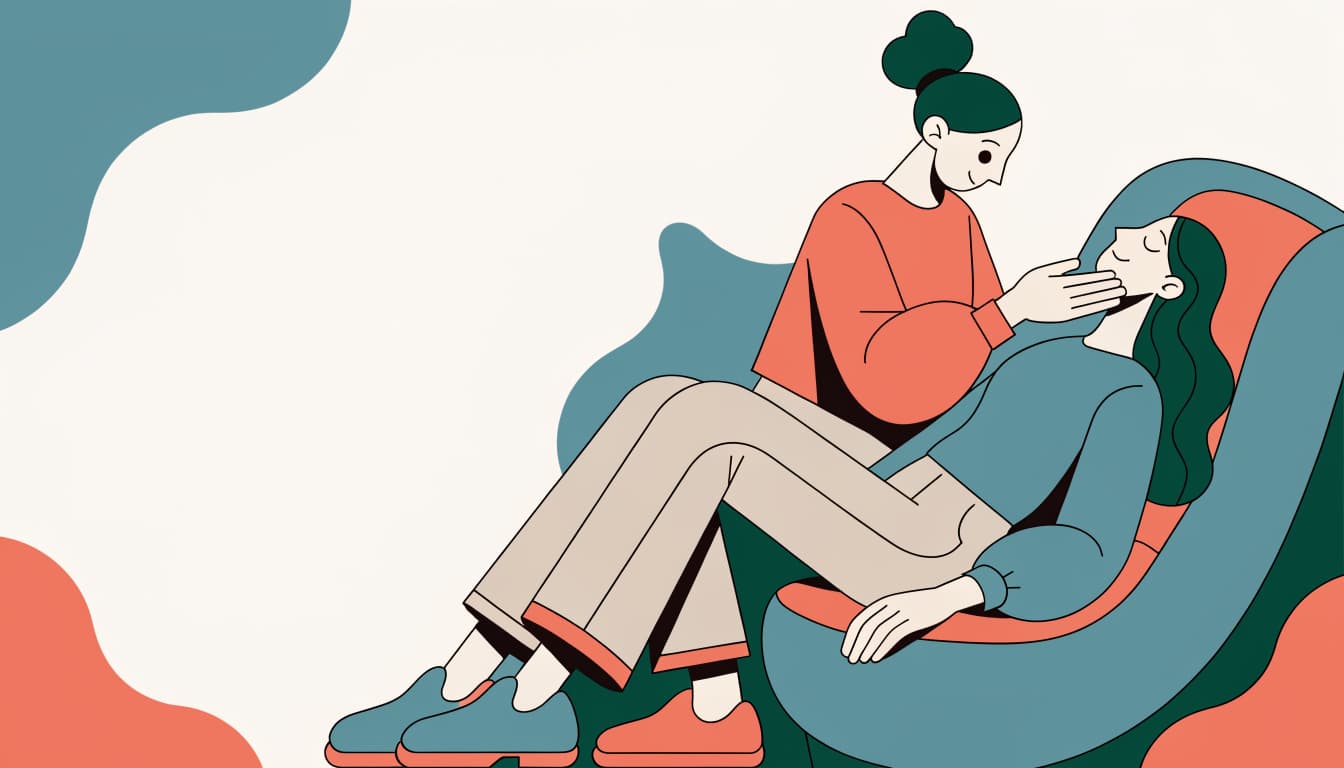 Ilustracja do artykulu „Fizjoterapia stomatologiczna – kiedy warto skorzystać?" – terapeuta pracujacy z pacjentem, temat: fizjoterapia stomatologiczna.