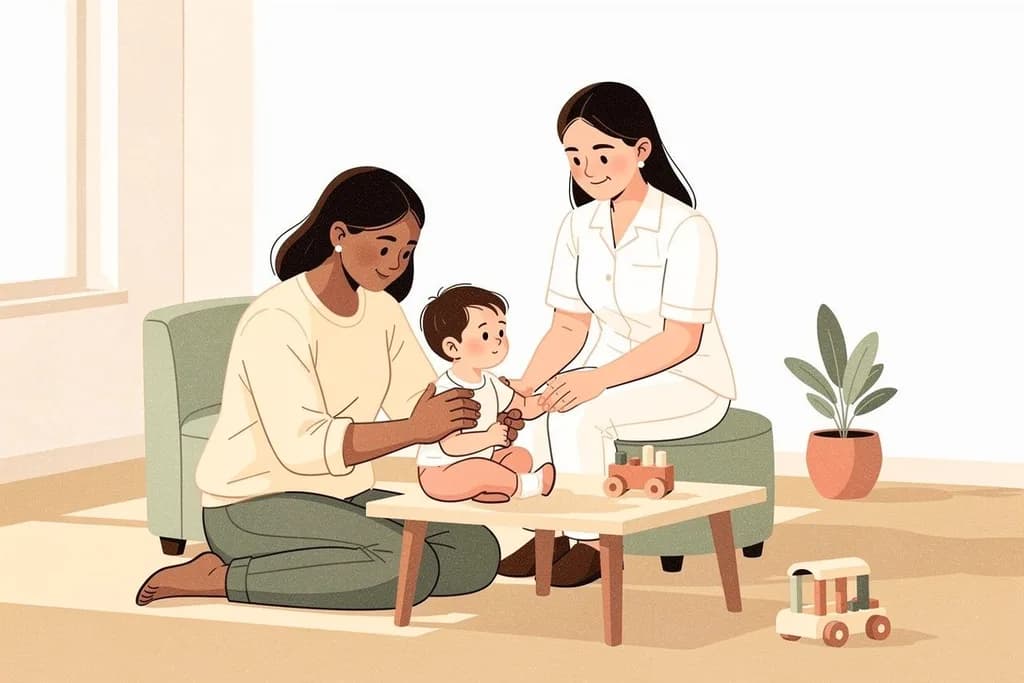 Rodzic z dzieckiem podczas wizyty u terapeuty